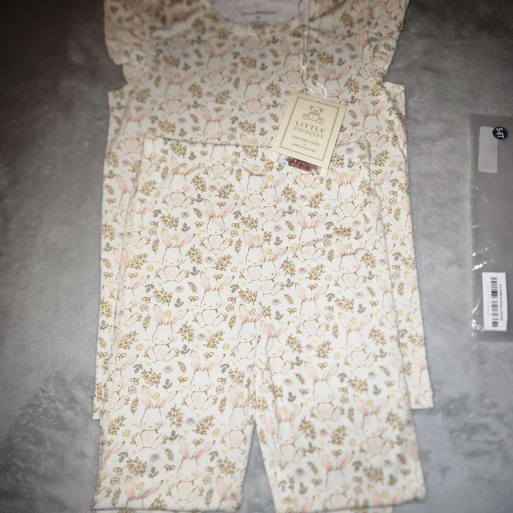 Little Snuggles Bunny Floral Set- Cream and Pink